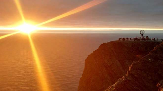 Stand at the dramatic cliff-top edge of Europe, gazing out over the Arctic Ocean.
