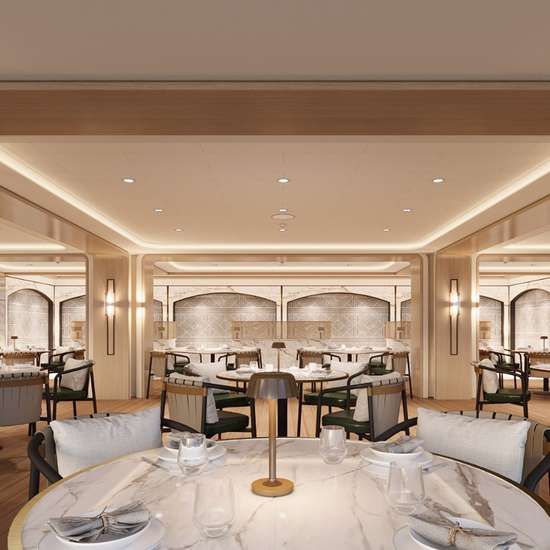 A bright, warm restaurant interior 