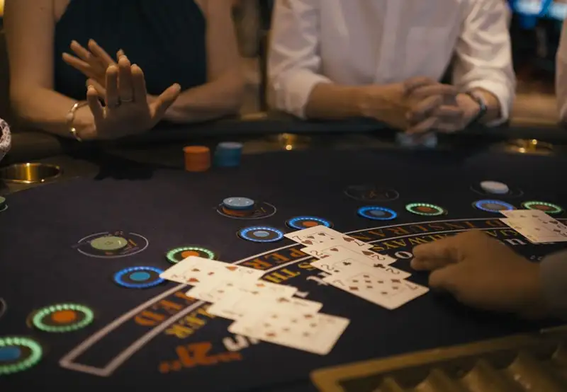 A hand of blackjack at the casino