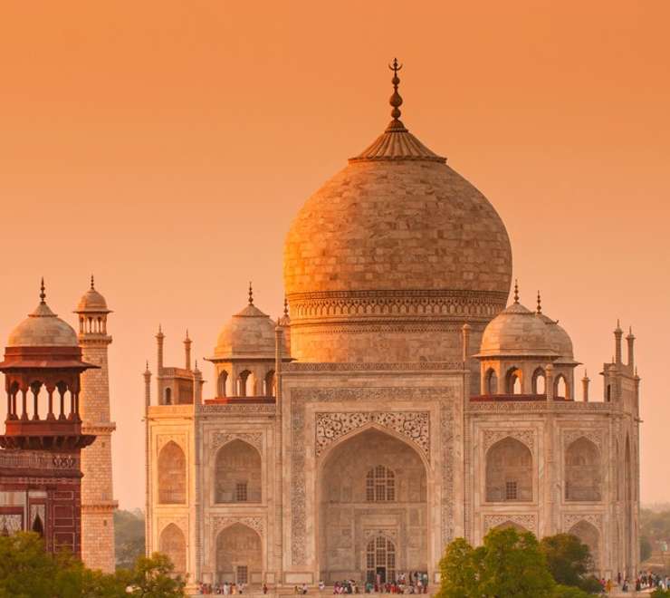 Champagne with a view of Taj Mahal