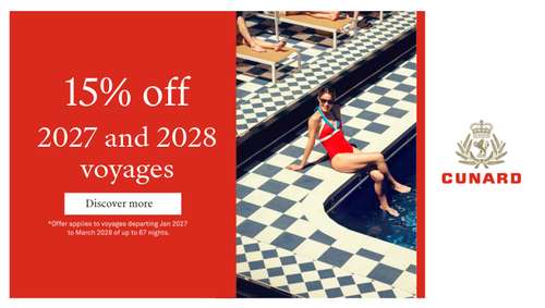 Cunard - 15% September Sale - Iglu promotional banner