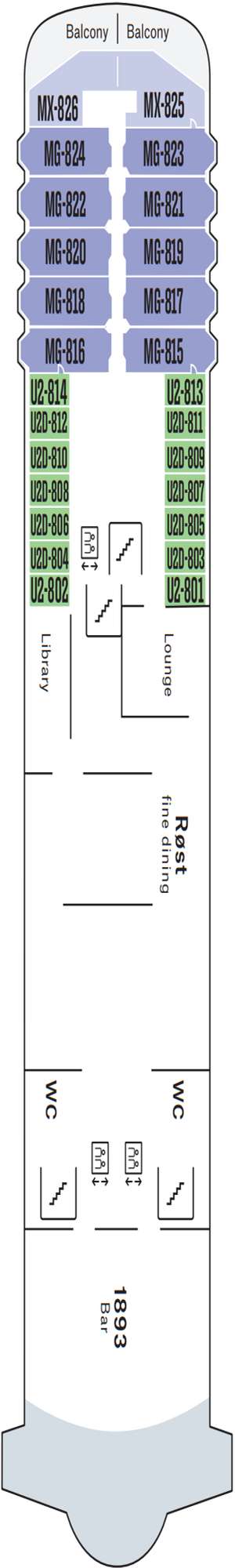 Deck plan for MS Midnatsol