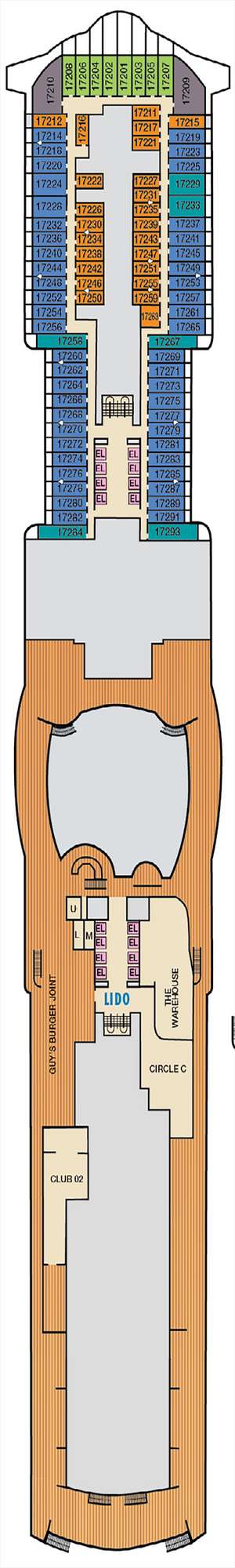 Deck plan for Carnival Mardi Gras