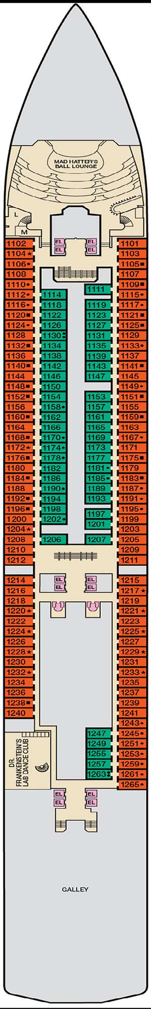 Deck plan for Carnival Miracle