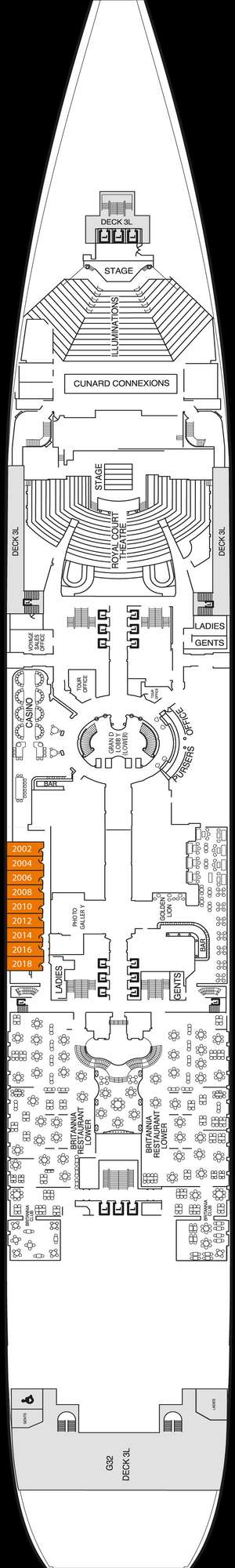 Deck plan for Queen Mary 2