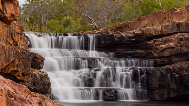 Cruise a dramatic Kimberley bay where a mighty river meets the sea.