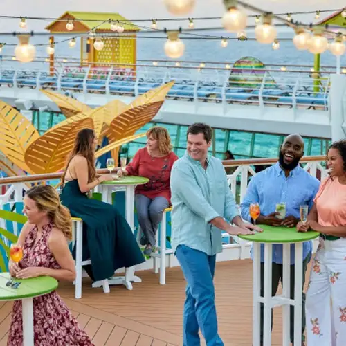 people chatting on the top deck