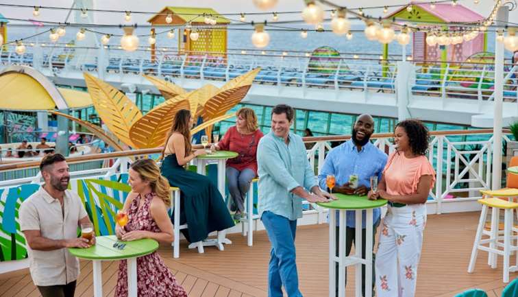 people chatting on the top deck