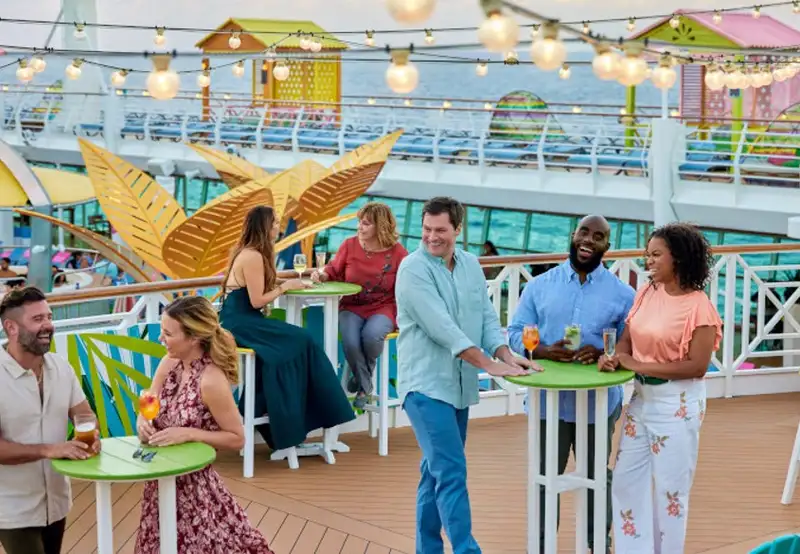 people chatting on the top deck