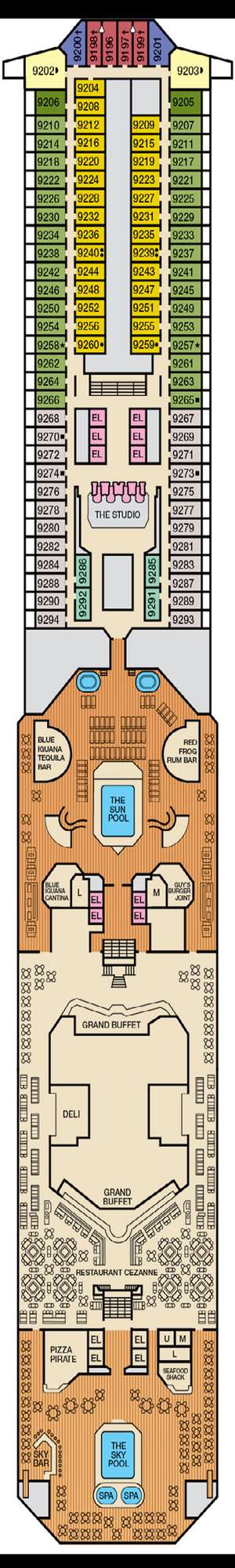 Deck plan for Carnival Conquest