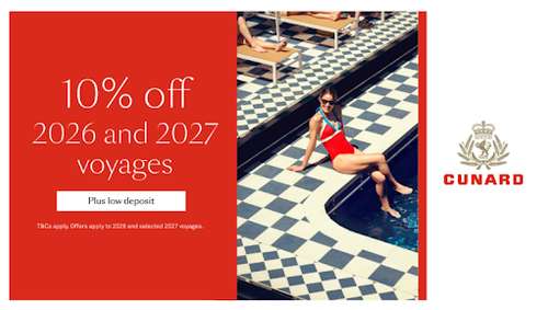 Cunard 10% Sale promotional banner