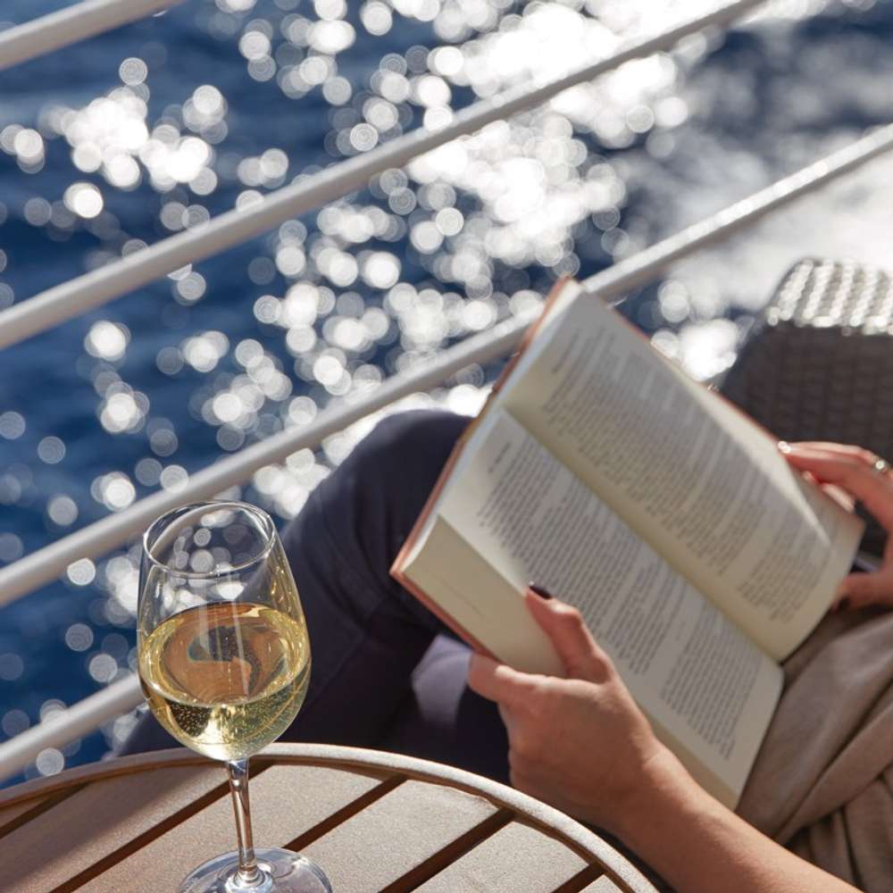 champagne on balcony