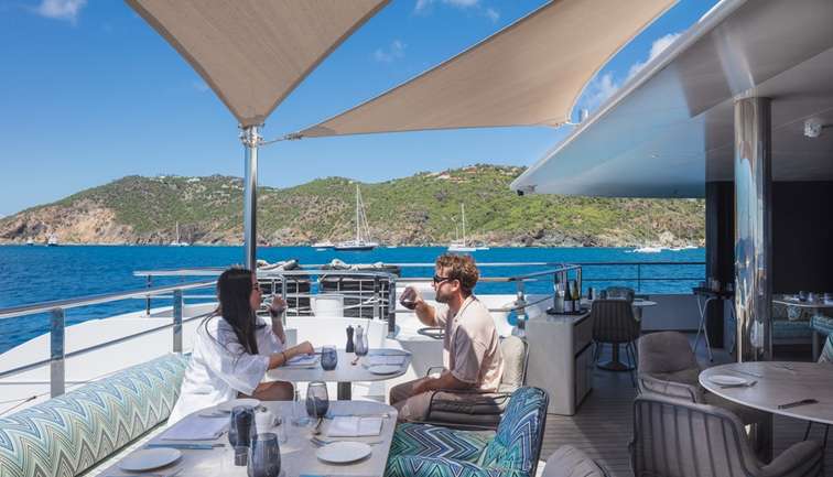 Couple onboard Emerald Sakara