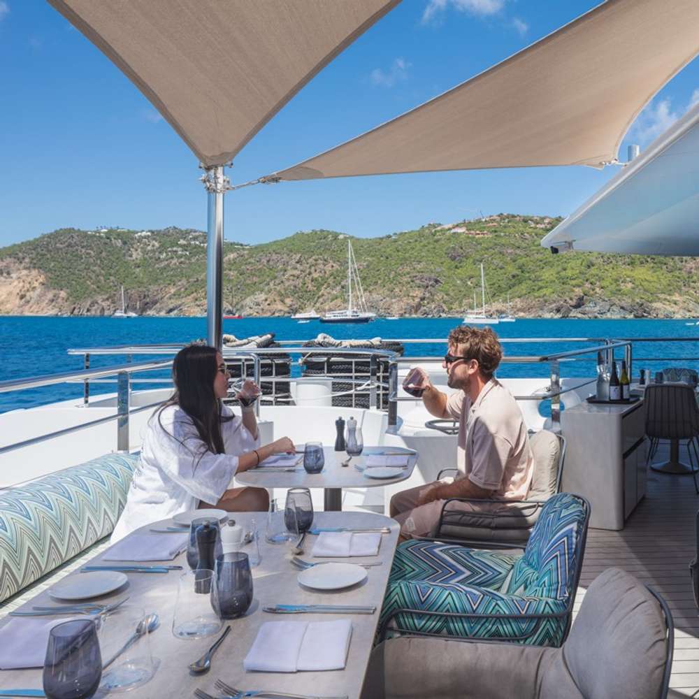 Couple onboard Emerald Sakara