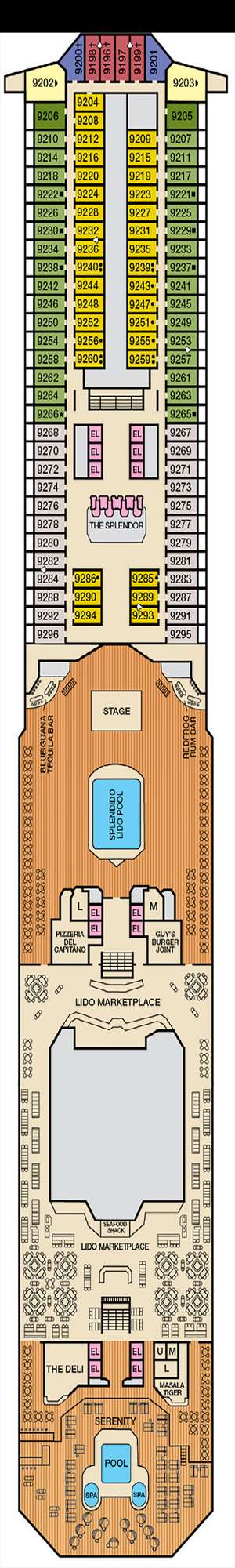 Deck plan for Carnival Splendor