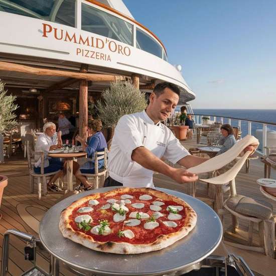 A man making pizza outside