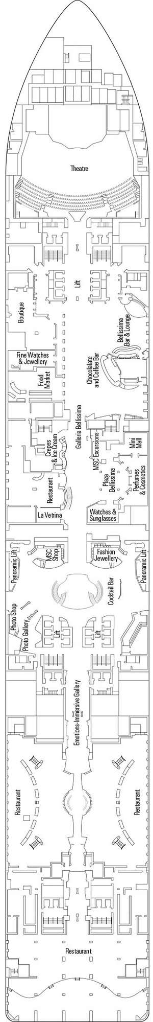 Deck plan for MSC Bellissima