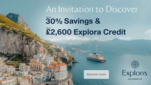 An Invitation to Discover -Up to 25% Savings & up to £2,600 Explora Credit promotional banner