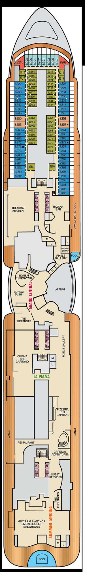 Deck plan for Carnival Mardi Gras