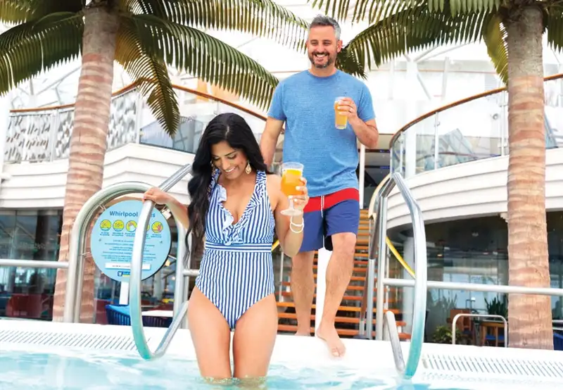 Couple heading to the pool