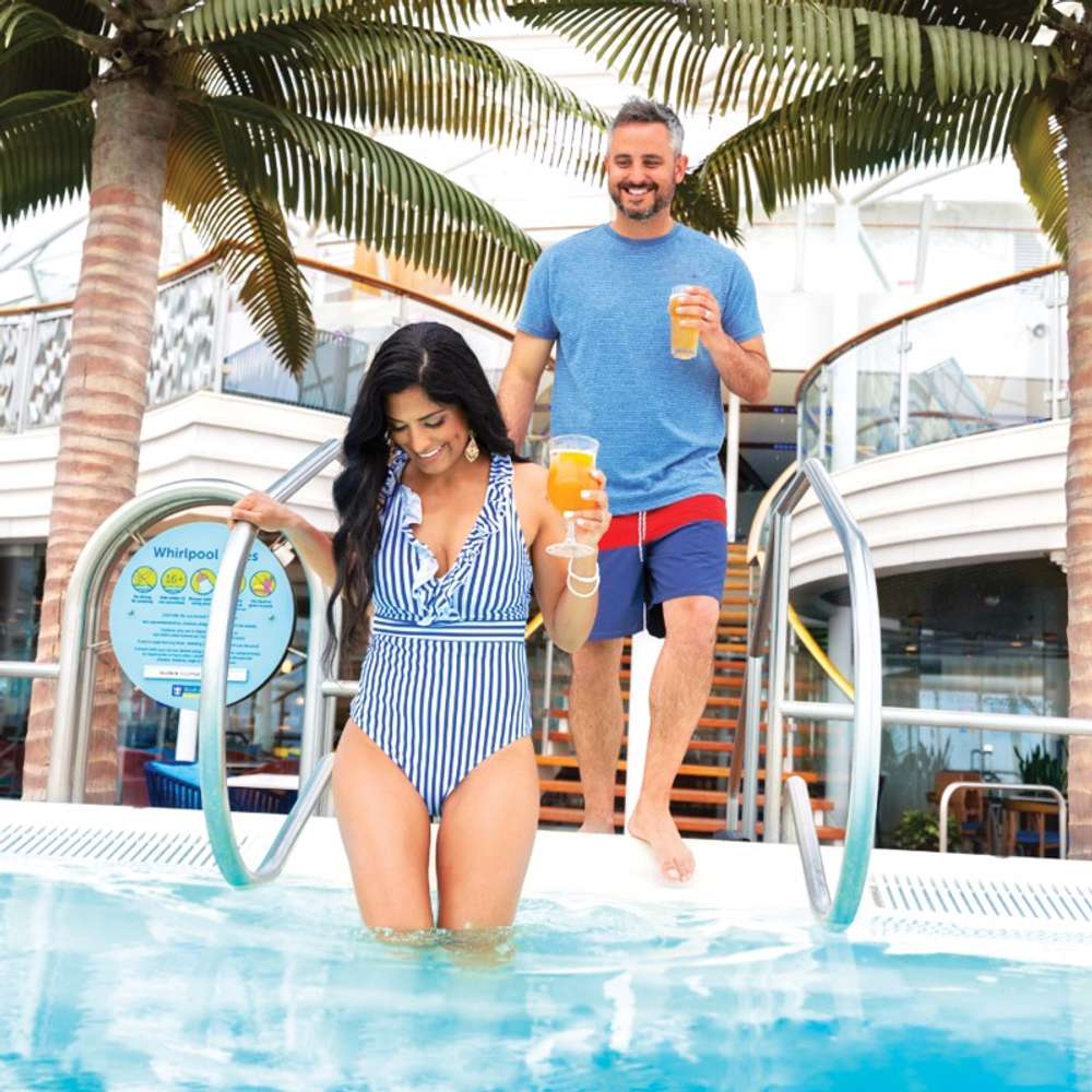 Couple heading to the pool