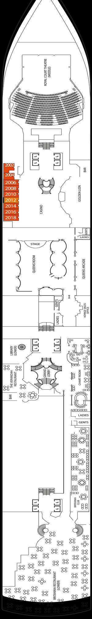 Deck plan for Queen Elizabeth