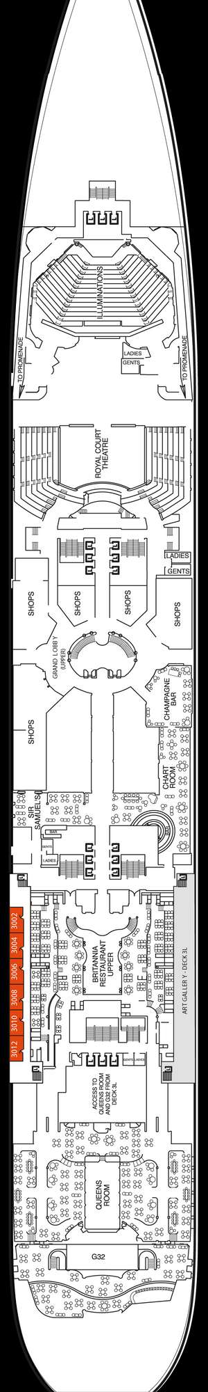 Deck plan for Queen Mary 2