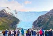Overlooking a glacier on the top deck