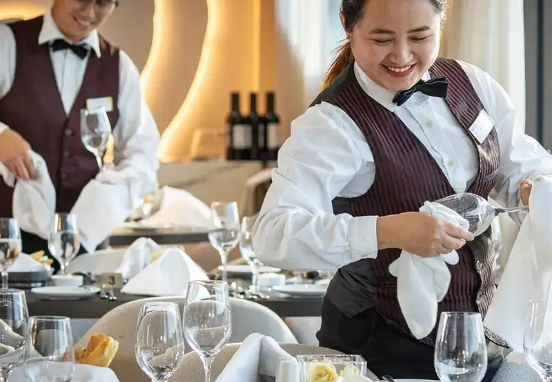 Crew in the Constellation Restaurant