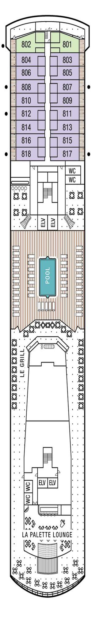 Deck plan for MS Paul Gauguin