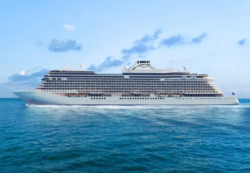A side profile of Regent Seven Seas Prestige at sea